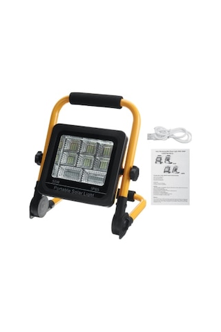 50 Watt Güneş Enerjili Solar Şarj Edilebilir Acil Durum Led Panel Sarı - Siyah