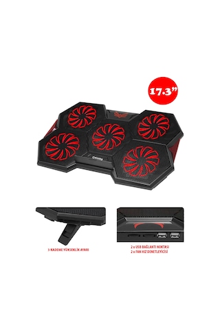 Frisby FNC-5252B GP4 E-Sport Desing 5 Fanlı Ledli 15"-17" Uyumlu Notebook Soğutucu