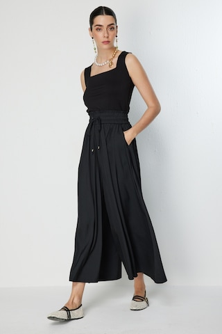 On Kadın Beli Lastikli Geniş Paça Pantolon 70136 Black Siyah