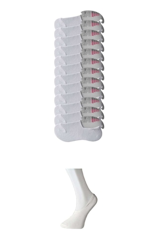 Royaleks Beyaz Kadın Babet Çorap 12 çift RYL-KBT12003 Çok Renkli