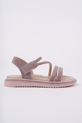 Muggo Mqueen Cırtlı Ve Simli Günlük Kız Çocuk Sandalet Pudra