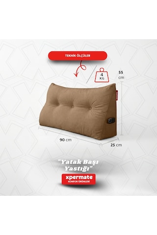 Yatak Başı Yastığı Sırt Ve Bel Destek Yastığı 90 Cm Yaslanma Ve Dinlenme Yastığı Kahverengi