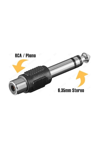 6.35mm 1/4" Stereo Fiş Erkek - RCA Dişi Ses Jakı Dönüştürücü Adap
