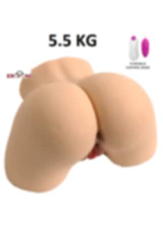 Erofoni Büyük Boy 5.5 KG Süper Realistik 2 İşlevli Titreşimli Yapay Suni Vajina Anüs Kadın Kalça Mastürbatör