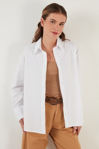 Lela Oversize % 100 Pamuk Poplin Bayan Gömlek Cf21S163867 Beyaz
