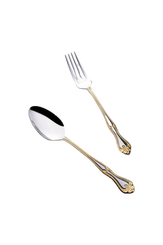 Nehir Lalezar Gold Altın Yemek Çatal - 12 Parça Yemek Çatalı Gri