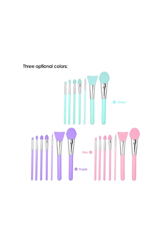 Yifomall 7'li Silikon Makine Fırça Seti - Fondöten, Göz Farı, Kaş Fırçası - Kozmetik Tasarrufu Sağlar