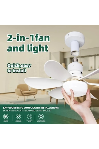 Dashanshop Xbate 52.07 Cm Akıllı Tavan Fanı Lambası Uzaktan Kumandalı 3 Hızlı Rüzgar Ayarlanabilir Led E26 E27 Vida Tabanı Beyaz