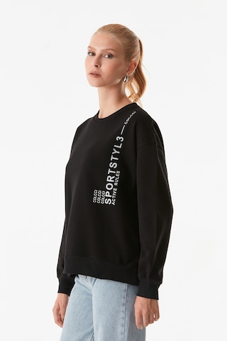 Fullamoda Yazı Baskılı Bisiklet Yaka Sweatshirt 25kgb4430213732-siyah Siyah