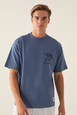 Yale Buldogs İndigo Erkek T-shirt 5274-42827 Mavi