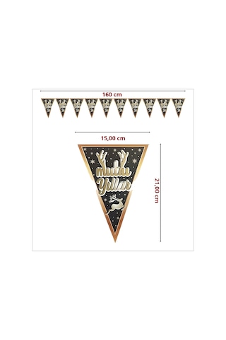 Mutlu Yıllar Üçgen Bayrak Flama - 1,60 Mt