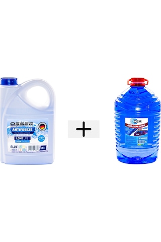 Cem Kışlık Set Cam Suyu 5 Lt Antifrizli -20 Derece +mavi Antifriz3 Lt -37 Derece