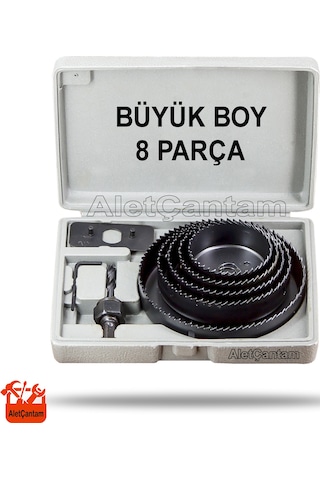 Aletçantam Matkap Ahşap Panç Seti Sunta Delik Açma Takımı Büyük Boy 8 Parça 64 - 127 MM Arası 5 Testere