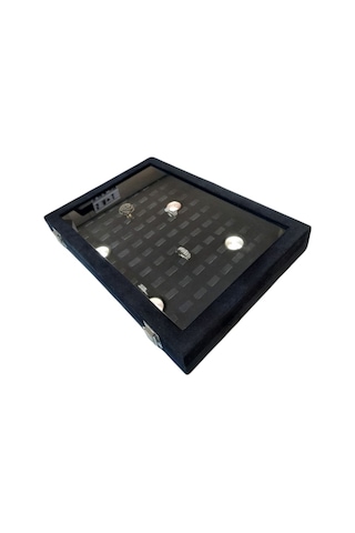 Yüzük Kutusu Tırnaklı Model Alcantara Siyah Çok Renkli