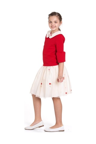 Xo Kids Kız Çocuk Kısa Kol Elbise 3-12 Yaş 3955-1 Kırmızı