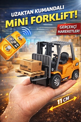 Oyuncak Mini Forklift Uzaktan Kumandalı Dahili Şarjlı Metal Gövde 11.5 Cm