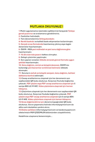 2027 YKS YDT İngilizce ÖSYM Çıkmış Soru Tıpkı Basım 10lu Deneme Paketi Türkiye Geneli Video Çözümlü