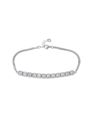 Kare Zirkon Taşlı Yarım Tur Model 925 Ayar Gümüş Kadın Bileklik Gümüş