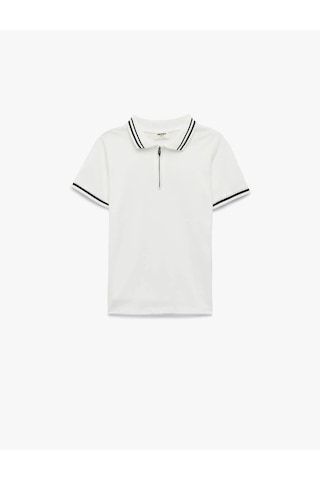 Koton Fermuar Detaylı Ekru Erkek Çocuk T-shirt 6skb10036tk Ekru