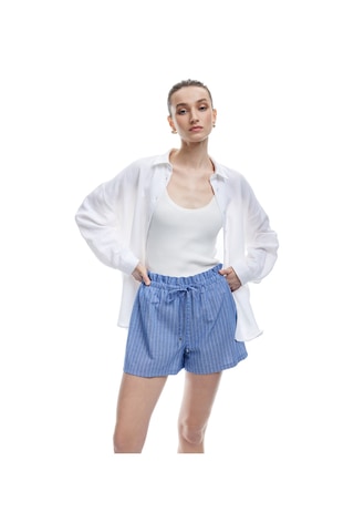 Koton Viskon Karışımlı Beli Bağcıklı Mini Boxer Şort Mavi Çizgili 5sak40047pw Mavi Çizgili Mavi