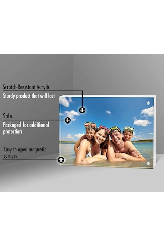 6x8 Akrilik Resim Çerçevesi, Manyetik Köşeli Şeffaf Fotoğraf Çerçevesi, Masa Üstü, Mikrofiber Kumaş Dahil