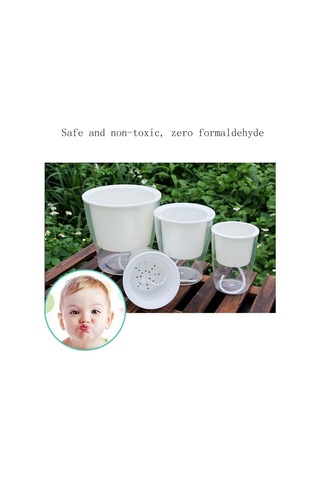 Tamamen Şeffaf Hidroponik Saksılar Su Seviyesi Görünür Kırılmamış Tutkal Kendinden Emici Plastik Saksılar, Boyut: W10 Kalibre 17.5cm Tam Şeffaflık