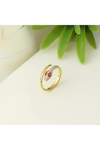 Zanaatsilver 925 Ayar Gümüş Rubi Gözlü Yılan Modeli Yüzük