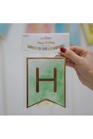 Makaron Renkli Gold Yaldızlı Happy Birthday Banner Doğum Günü Parti Süsü Tüm Yaşlar