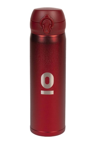 Kırmızı Dokulu Paslanmaz Çelik Termos 430 ML Kapaklı No:105