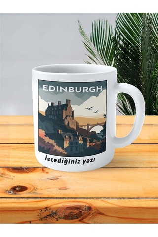 Edinburgh Baskılı Kupa Bardak Kişiye Özel Desen Çok Renkli