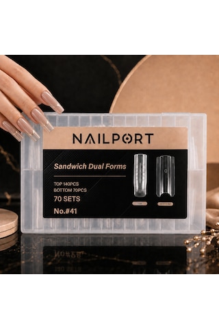 Long Square Protez Tırnak Sandwich Dual Üst Form Jel Polygel Acrygel - Akrijel Ve Polijel İçin Dual Form Şablon 140lı Wn-df041
