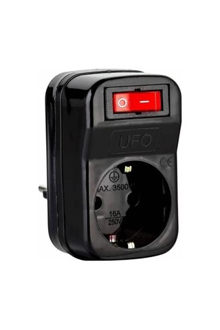 Tekli Akım Korumalı Anahtarlı Priz 16a 250v, Max 3500w Aşırı Yük Koruması Siyah