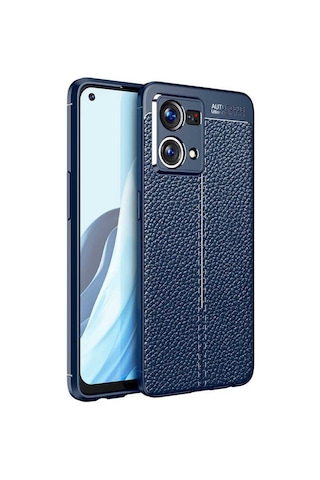 Smcase Oppo Reno 7 4g Kılıf Kamera Korumalı Deri Dokulu Silikon Siyah