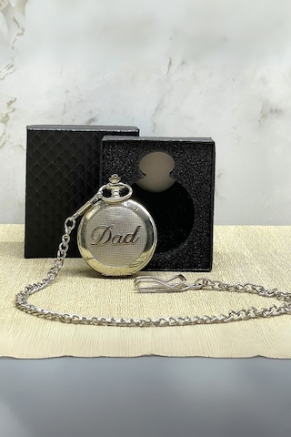 Büro Ev Ofis Hediyesi İçin Kutulu Silver Dad Yazılı Köstekli Saat