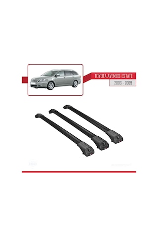 Toyota Avensis Sw 2003-2009 Arası İle Uyumlu Ace-1 Ara Atkı Tavan Barı Siyah 3 Adet Bar