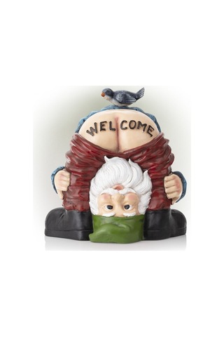 Kuş Heykeli İle Komik Karşılama Gnome Dekoratif Şaka Cüce Reçine Bebek Zanaat Bahçe Girişi 13.8 15cm