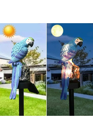 Yifomall Mavi Papağan Güneş Enerjili Bahçe Aydınlatması - Ip65 Su Geçirmez Led Dekoratif Resin Bahçe Aksesuarı