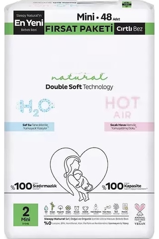 Sleepy Natural Double Soft Bebek Bezi Fırsat Paketi 2 Beden 48 Adet