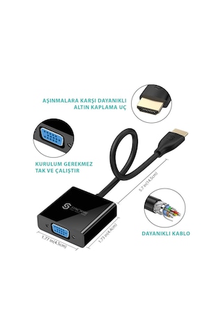 Syncwire HDMI to VGA Ses ve Micro Usb Çıkışlı Adaptör Çevirici