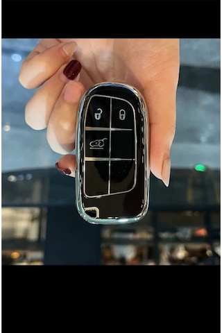 Gma Keys Lüx Fiat Egea Cross 500x Uyumlu 500l 3 Buton Nano Anahtar Kılıfı Siyah Gümüş Silver Renk