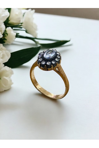 Oval Kesim Zirkon Taşlı Yüzük Hsk-8216yzk Beyaz