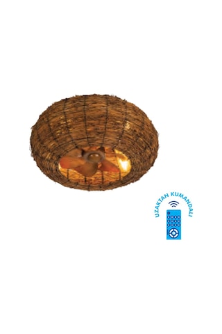 Vanti 15w 4xe27 Hasır Avizeli Kumandalı Tavan Vantilatörü Kcf300