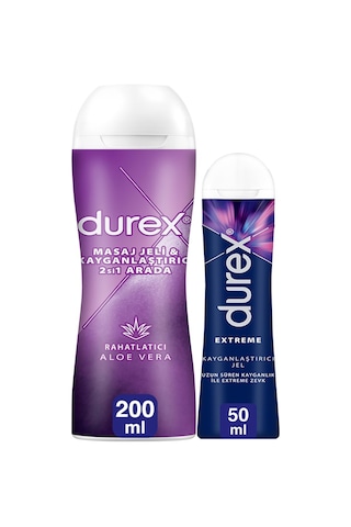 Durex Extreme Jel 50 ML + Aloe Vera Kayganlaştırıcı ve Masaj Jeli 200 ML