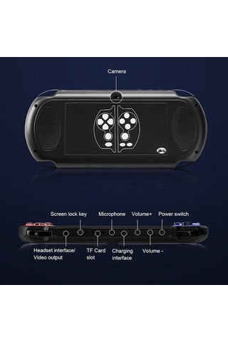 Bloomnest 5.1 İnç X7 Plus Taşınabilir Oyun Konsolu, 8 Gb Bellek, 1000 Oyun, Çift Salıncak, Mp5 Oyun Cihazı