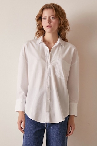 Never More Tek Cepli Pamuklu Gömlek Beyaz