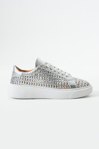 Dericia Shoes Glow Hakiki Deri Kadın Günlük Örgülü Sneaker Ayakkabı Lame