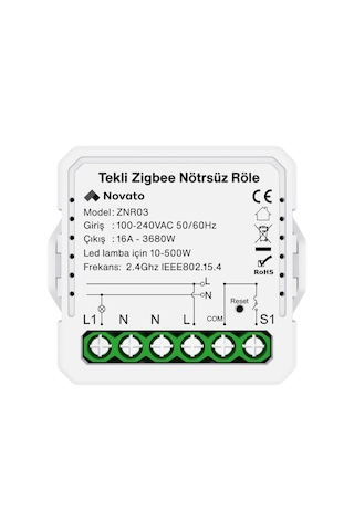 Tuya Mini Zigbee Nötrsüz Tek Çıkışlı Röle