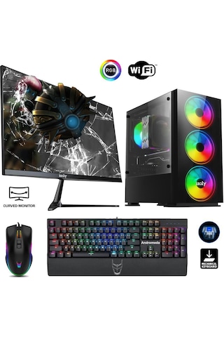 Izoly ST00084 i5-10400F 8 GB 256 GB M.2 NVMe SSD RX550 4 GB 24" Free Dos Masaüstü Oyuncu Bilgisayarı