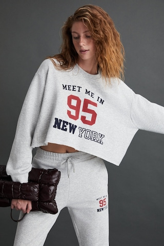 Gloryy  Kadın Comfort Fit Baskı Detaylı Lastikli Paça Organik Pamuklu Grimelanj Eşofman Takımı