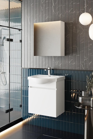 Karen Banyo Fulya 50 Cm Mdf Lavabolu Aynalı Banyo Dolabı Seti Seramik Lavabo Dahil Beyaz Mdf Beyaz
